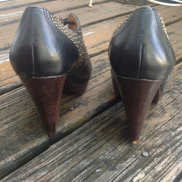 Frye Leather Black Stud Open Toe Ankle Boots Sz 8.5 Chelsea Womens Booties Shoes - Picture 3 of 7